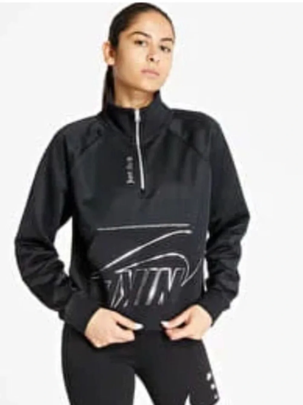 Nike 1/4 Zip Pullover Womens XS Black Sweatshirt Icon‎ Clash Sportswear